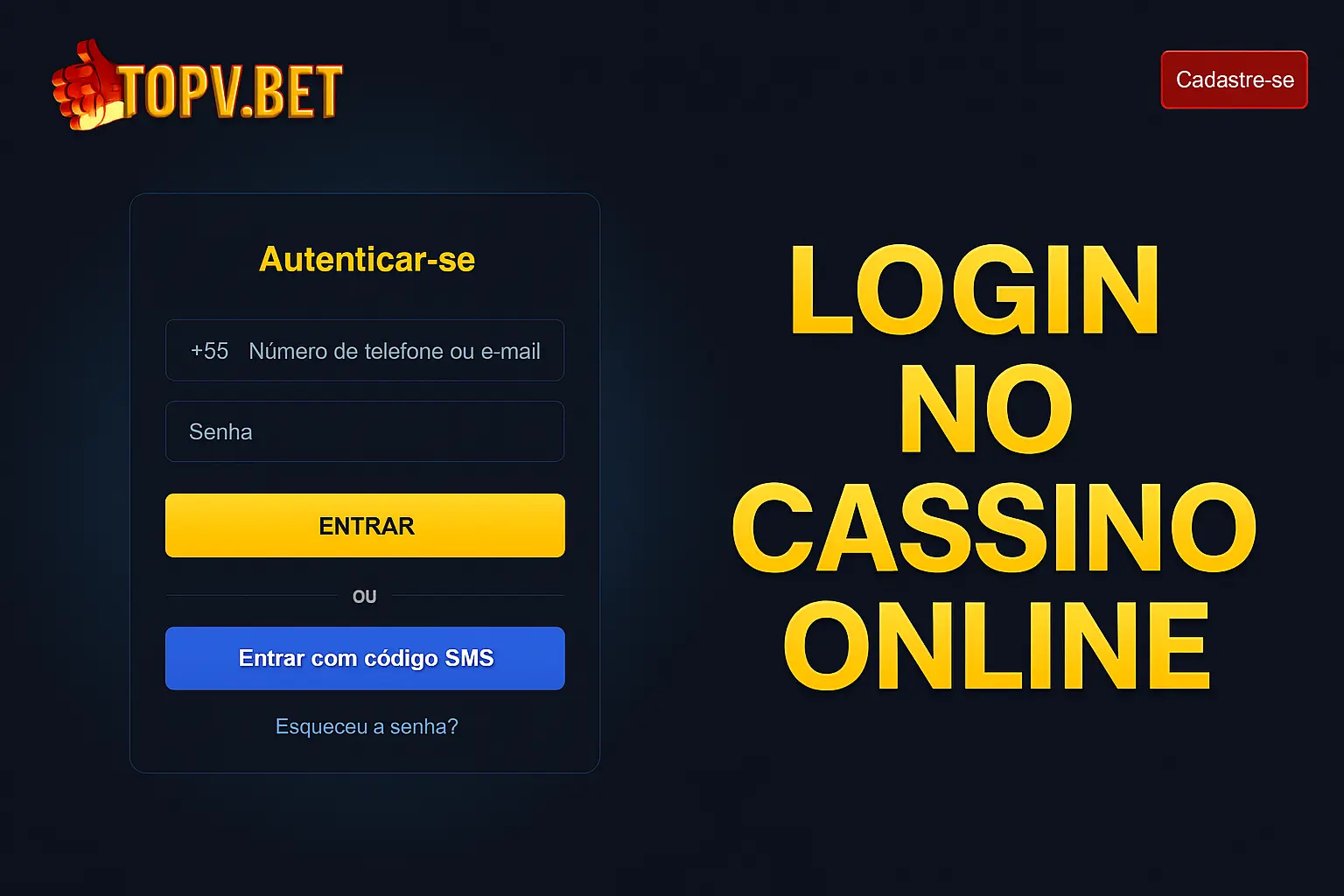 Criar uma nova Conta no plataforma TOPV.BET